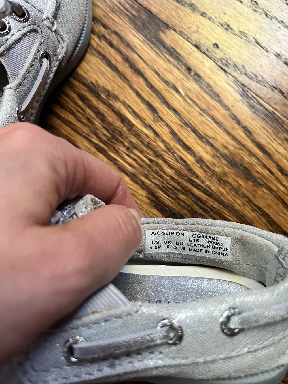 Sperry Kids Glitter Light Gray Boat Shoes